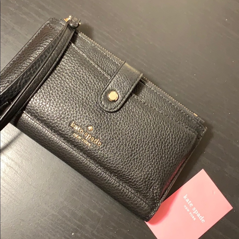 Kate Spade black leather wristlet